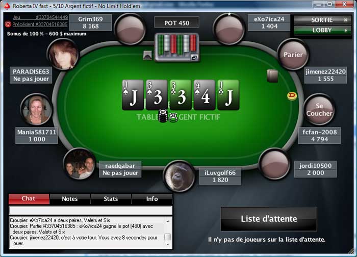 partie de poker sur PokerStars
