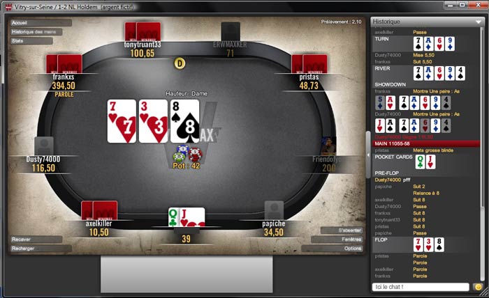 partie de poker sur winamax